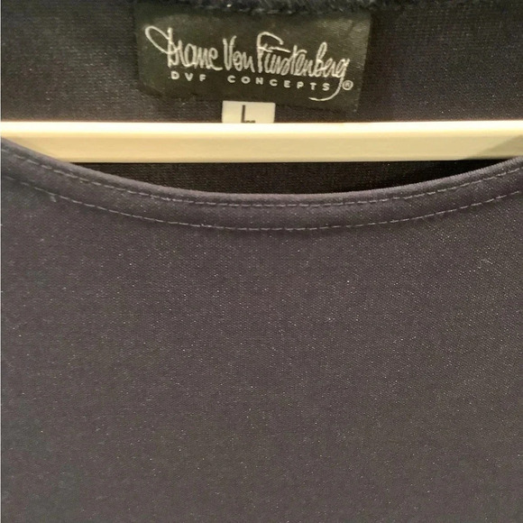 #57 Diane Von Furstenburg Simple Black Tunic Shell Sz Large - Picture 2 of 3